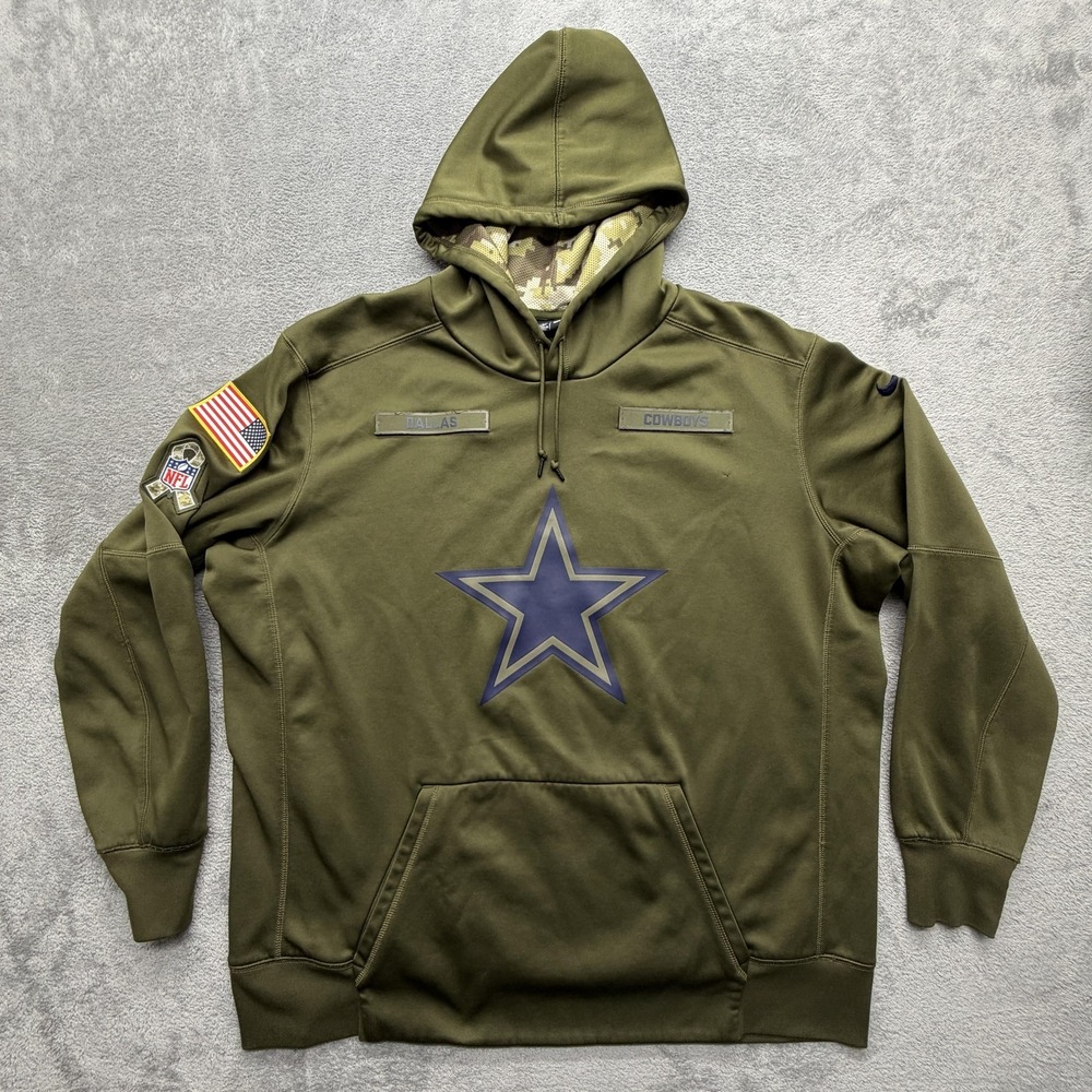 Dallas Cowboys Hoodie Mens 2XL‎ Green NFL Football Salute To Service Nike